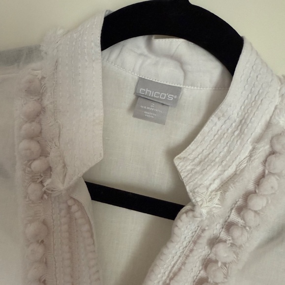 Chico's all white BoHo/Peasant tunic top SZ 12 - Picture 2 of 4